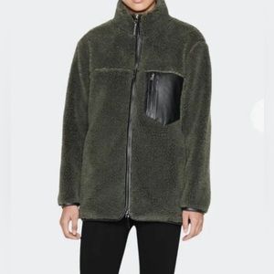 Anine Bing Revolve Ryder Sherpa Fleece Green Oversized Jacket Size XS